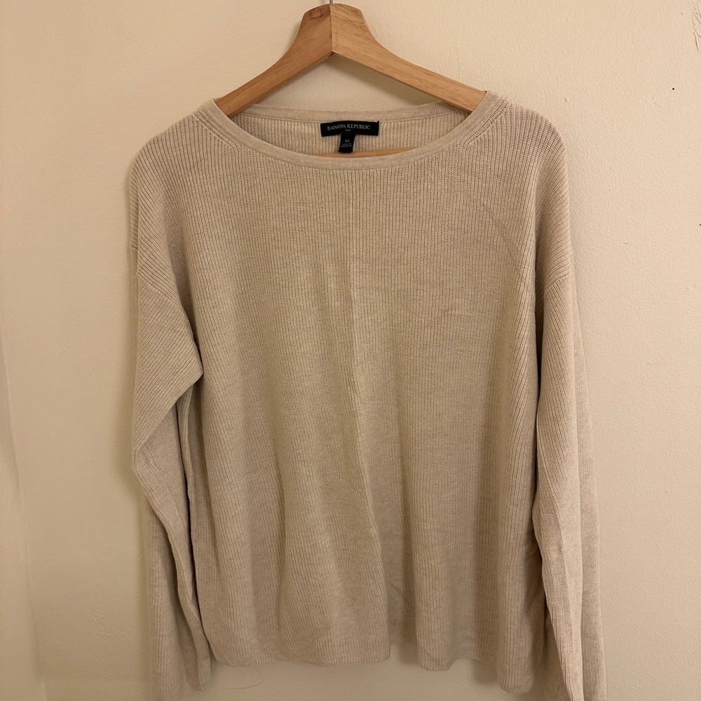 Banana Republic Neutral Ribbed Crewneck Sweater - Cream